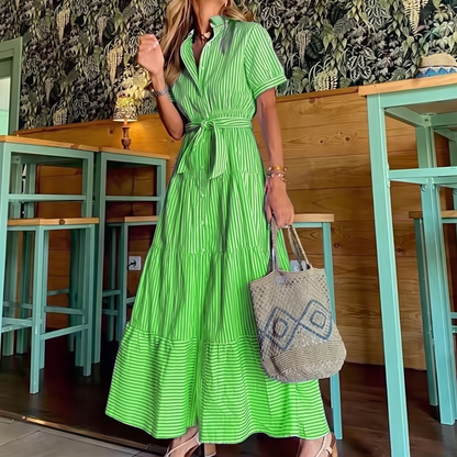 Robe Riviera — chemise longue rayée à ceinture